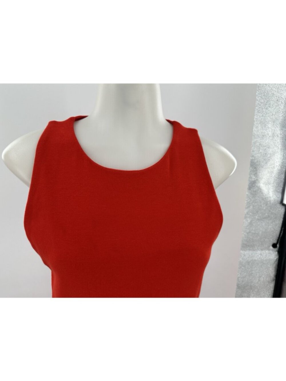 ZARA Red Knit Maxi Tank Dress Sleeveless Scoop Neck Bodycon Casual Chic Large - Picture 4 of 8